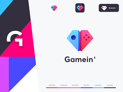 Gamein blue g game gradient heart icon logo red