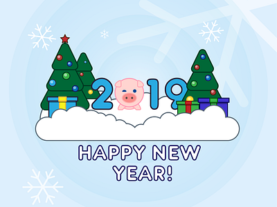 Happy New Year - 2019 2019 design happy new year illustration inspiration presents snow winter