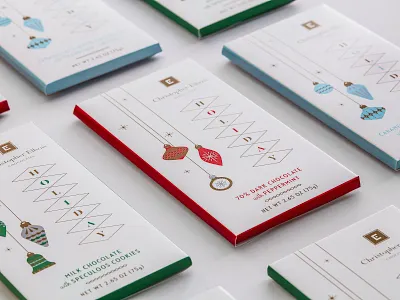 Christopher Elbow Holiday Chocolate Bars christmas holiday metallic ink mid century ornaments snowflakes