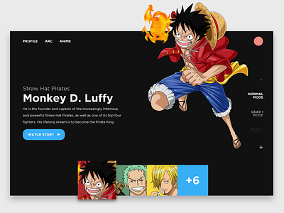 One Piece Landing Website landing page monkey d luffy one piece user experience user interface website concept website design