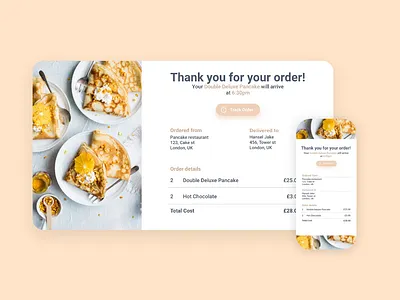 Daily UI 017 - Email Receipt adobe adobe xd adobexd colours daily ui daily ui 017 daily ui challenge dailyui dailyuichallenge design food app graphic design ios mac app mobile app pancakes sweets ui ui design userinterface