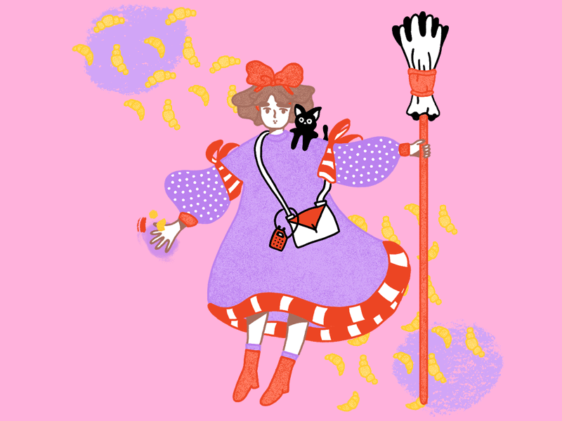 Kiki's Delivery Service animation art character character design drawing gif illustration line line art loop