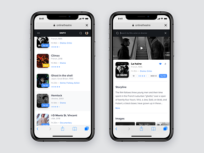 Online Cinema cinema iphone mobile web movie ui ux
