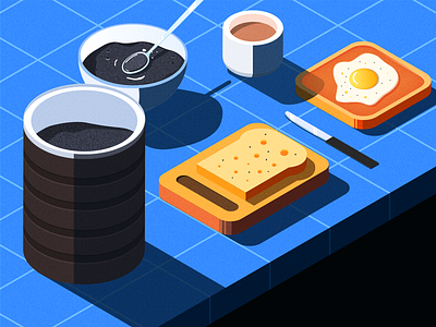 Health Breakfast illustration isometric 插图