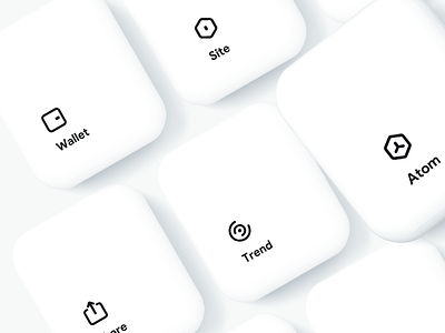 Atom icon app black white design icon line minimalist ue ui