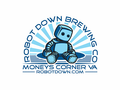 Brewing company animation app blue brand branding brewing brewing company design emblem logo creative round flat illustration logo logo design modern money bag robot typography ui ux vector
