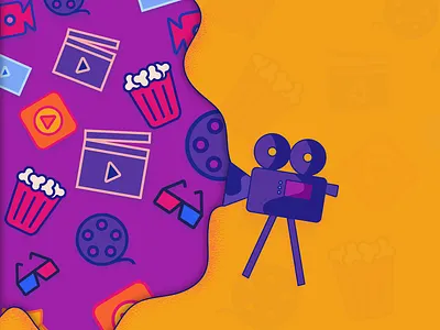 Movie art cinema dark design doodle icon illustration illustration a day illustrator minimal modern movie orange poster premiere purple simple vector violet yellow