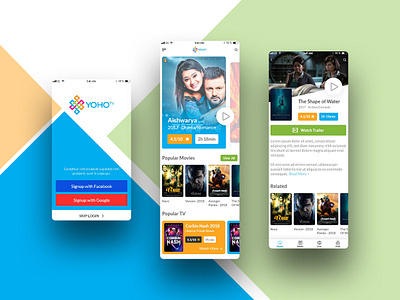 YohoTv App app color colorfull design flat logo minimal movies tv app ui ux videos