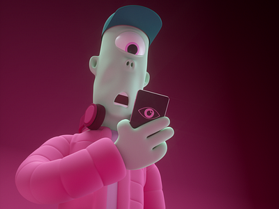 Hype Zombie (Feed The Eyeball) 3d animation c4d character design cyclops feedtheeyeball hypebeast lighting modelling mograph octanerender pink teal