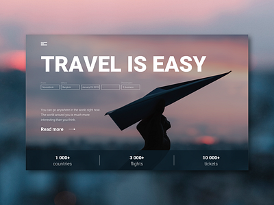 Travel is easy booking design fly sketch app ticket travel travel agency typography ui ux web website