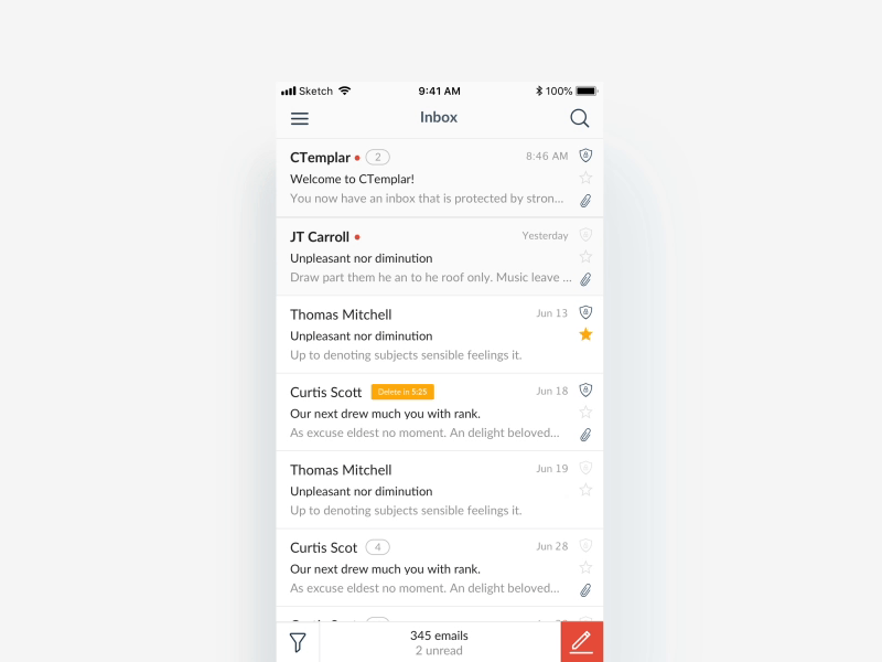 CTemplar filters animation app application ctemplar design file filters folder inbox interaction interface ios mail mobile secure secure platform ui ux
