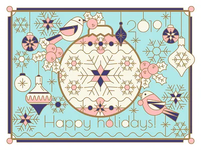 Happy holidays! best bird character christmas decorated design icon illustration logo new year card snow flake ui vector winter