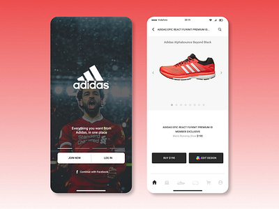 Adidas App adidas originals adobe illustrator cc adobe photoshop cc branding design figma figmadesign ios design iphone x app liverpool marketing mo salah mobile app design running shoe shoe ui ux design user experience design user interface design