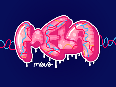 Mela-candy bubble gum candy graffiti lettering pink