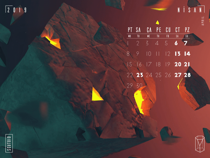 2019 Calendar / April Animation 3d ae after effect animation calendar cinema 4d design illustration motion