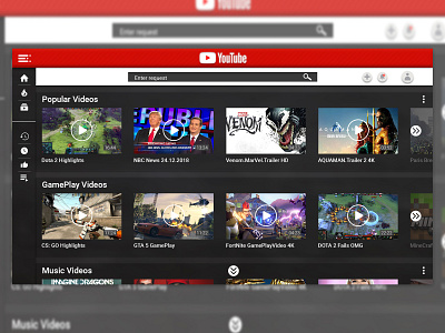 Youtube Redesign art brand branding design flat icon icons identity illustration illustrator logo minimal type typography ui ux vector web website
