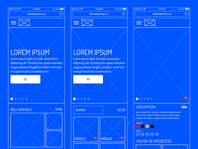 Dress Express Wireframe e comerce ui wireframe