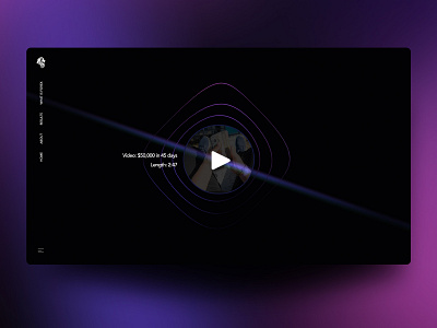 Featured Video UI - Web Design dark dark website future futuristic ui light leak play button purple gradient video ui wavelength web design website concept