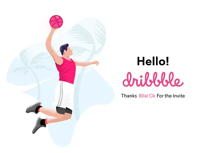 Hello Dribbble! basketball design flat illustration vector