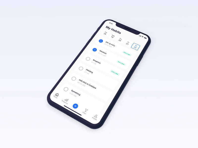 Habit app animation app app animation apple clean done goal habit habit tracker habits tracking interaction ios list minimal mobile motion productivity sketch ui ux