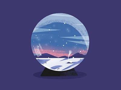 Happy holidays everyone! cabin christmas holidays illustration mountains night pink snow snowglobe stars texture