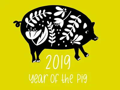 Year of the Pig 2019 chinese zodiac folk art pig