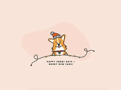 Happy Corgi Days 2018 christmas corgi corgi illustration design dog dog illustration fun holiday holiday lights illustration pink vector