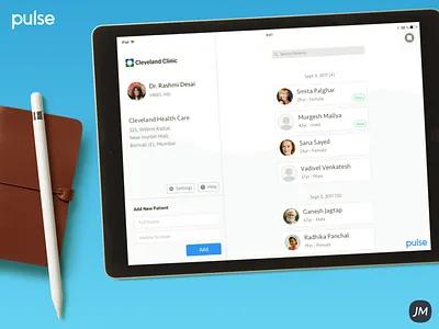 Home - Pulse doctor app emr health app health care ios ipad ipad app patients pulse ui ux