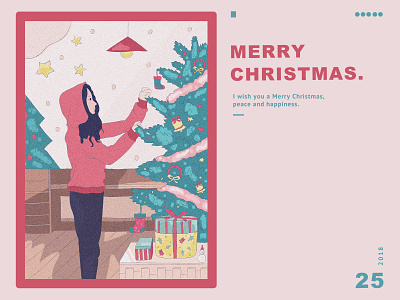 Merry Christmas design illustration girl merry christmas 插画