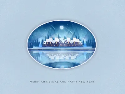 New Year Night - Fragment art blue christmas digital painting flat hand drawn illustration new year painting photoshop winter