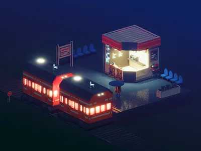 Rainy Night 3d magicavoxel voxel