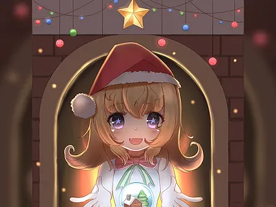 Merry Christmas illustration painting sai winter