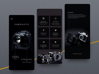 Daily Ui 95: Product Tour app camera challenge daily ui dark mode design flat fujifilm interface minimal product tour sketch ui ui ux