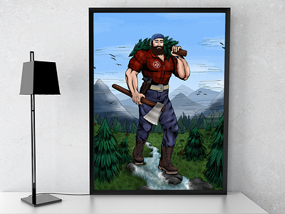 Paul Bunyan Art art art direction character art character concept clean design corporate design corporate identity design out of the box detailed illustration illustration agency landscape design logo design lumberjack minimalistic paul bunyan paul bunyan art travel art travel design trees