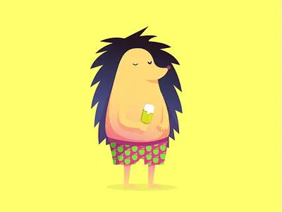 Lazy Hedgy 2d animal childbook children art flat design gradient hedgehog ice cream illustration new account yellow