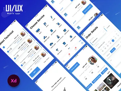 Service App arabic list page notification order details order now pop up profile service service app service design service icons ui ux design ui icons