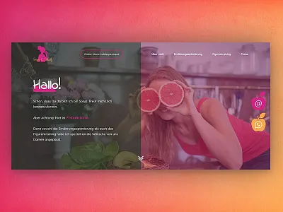 Food and Fitness Coach - Hero Design branding coach colorful fitnes food gradient graphic design hand lettering hero hero area hero banner homepage homepage design lifestyle orange pink ui design web design webflow