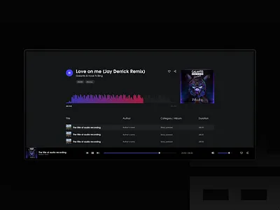 Web player powered by Flexo UI Kit audio blackpages dailyinspiration design designinpiration flexo flexouikit freelance layout music players playlist sketch template uikit uiux web webdesign webdesigner