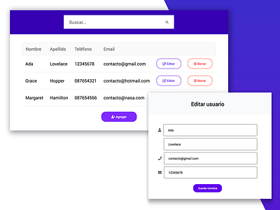 Crud users form form gradient javascript material design node.js ui ux design violet