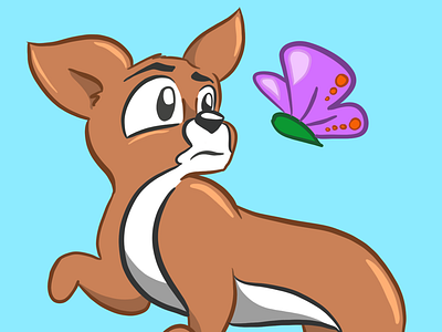 A majestic corgi appears butterfly cartoon corgi procreate