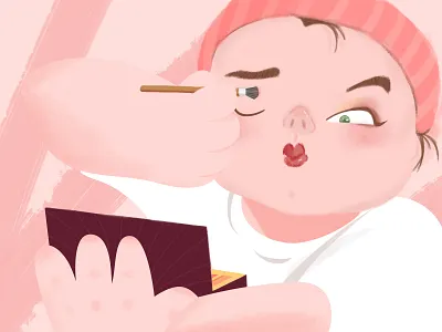 Painting is as inexperienced as makeup eye shadow girl illustration makeup people 设计