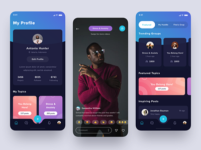 Community App 2 android app branding card community design gradient group icon ios live people typography ui ui ux design