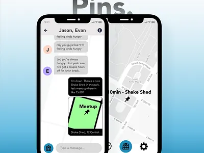 Pins app chat maps ui ux