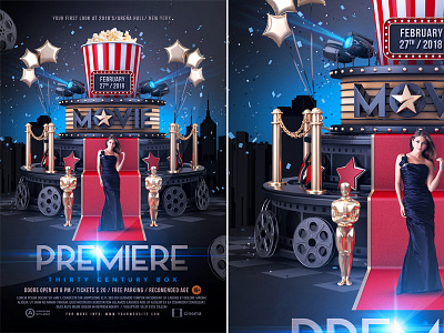 Premiere Movie Flyer cinema festival film film festival film poster flyer hollywood lights movie movie festival movie flyer movie night movie star oscar popcorn premiere premiere flyer premiere movie show stage