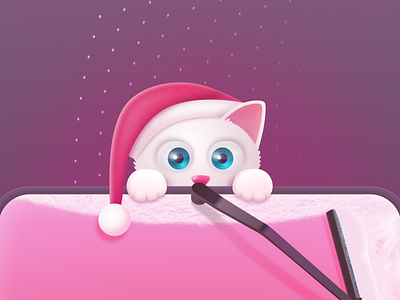 Santa kitten for CleanMyMac X Christmas illustration cat celebration christmass cleanmymac holiday icon illustration kitty mac macos macpaw new year santa santa claus