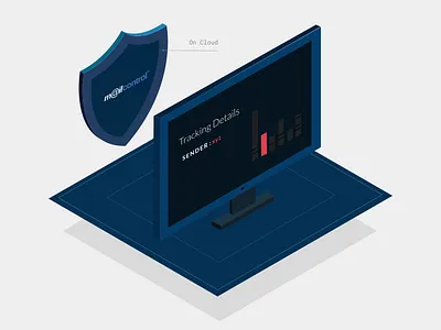 Illustrations - MailControl branding computer control email illustrations inbox isometry safety spam spymail systems tracking