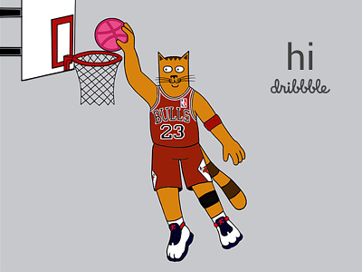 Cathel Jordan basketball cat cat basketball cat basketball player cat drawing cat illustration debut illustration jordan michael jordan