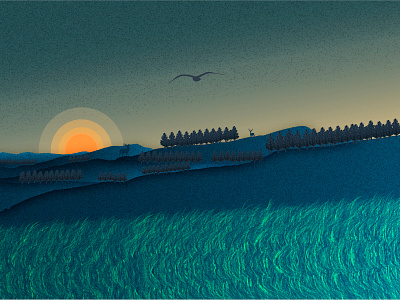 Sunset Landscape 2d 2d animation 2d art 2d design 2d landscape adobe illustrator cc art branding design flat illustration illustrator landscape landscape design landscape illustration minimal vector