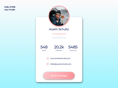 User Profile | Daily UI 006 dailyui dailyui006 profile profile card profile design sketch ui user user account user card ux