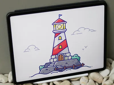 Lighthouse Speedpaint adobe apple design icon illustration illustrator ipad lighthouse mockup ocean outline pencil photo procreate sea speedart speedpaint tutorial vector web